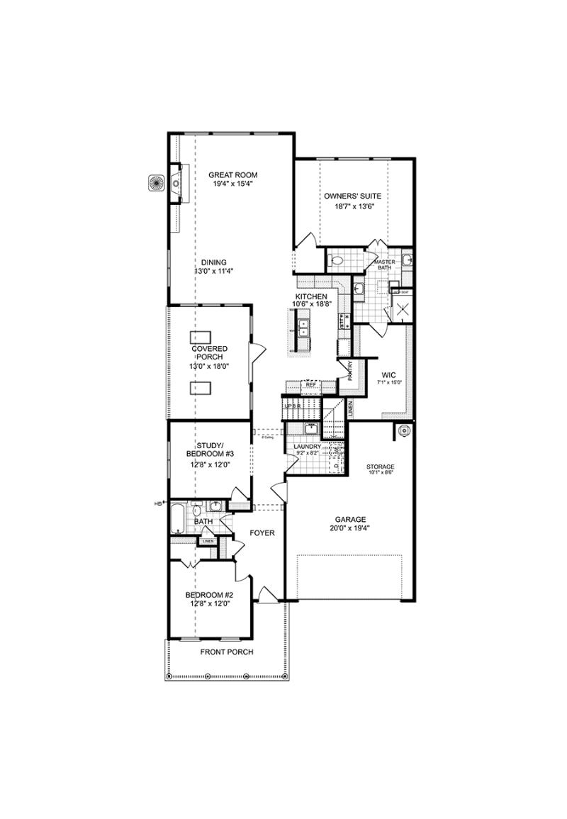 First floor of the available Harrison homeplan at Echols Farm in Hiram GA